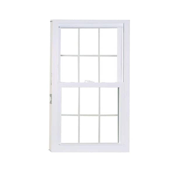 American Craftsman 27.75 in. x 45.25 in. 50 Series  White Double Hung Low-E Argon Glass Vinyl Replacement Window with Grids, Screen Incl