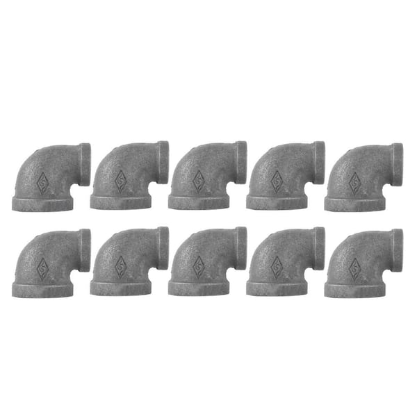 PIPE DECOR 3/4 in. x 3/8 in. Black Iron Reducing 90-Degree Elbow (10-Pack)