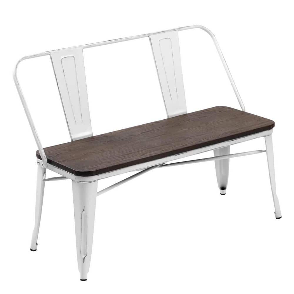 White Metal Garden Bench L0BWYKLNL1 - The Home Depot
