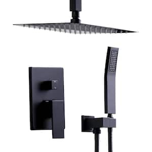 8-Spray 10 in. Dual Shower Head and Handheld Shower Head Wall Mounted Rain Shower with 1.8-GPM in Matte Black