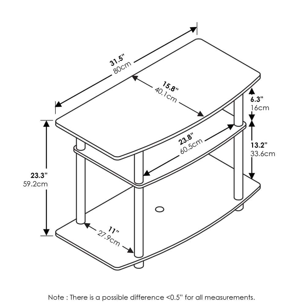 Americano Chrome 3-Tier TV Stand with Stainless Steel Poles
