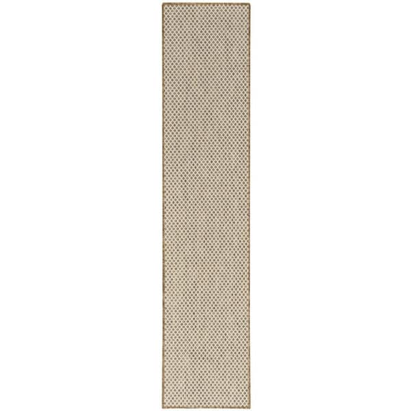 Courtyard 2 ft. x 10 ft. Jute Ivory All-Over Design Contemporary Runner Area Rug