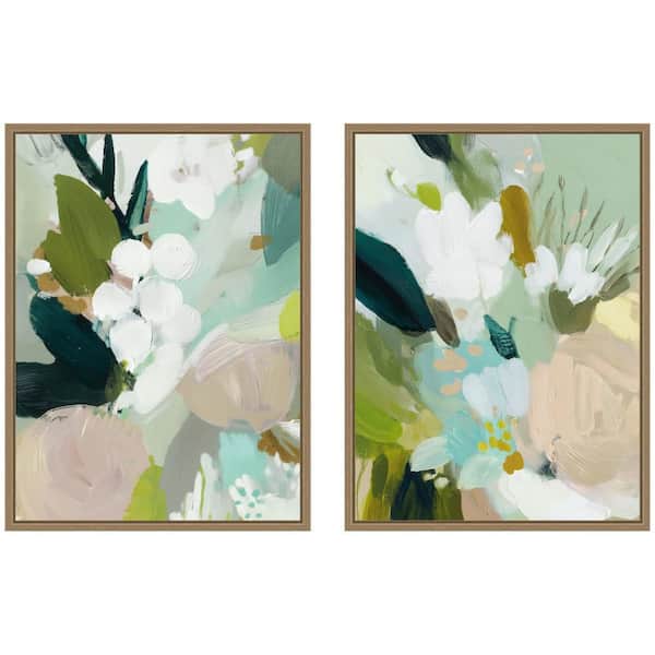 2 Piece Sylvie "Lush Garden I" by Amy Lighthall Abstract Framed Art Print Set 24 in. x 18 in.