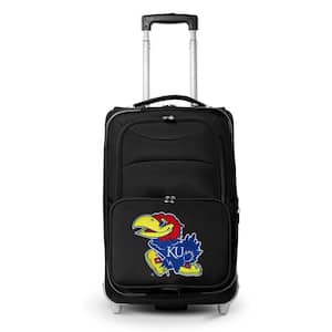 NCAA Kansas 21 in. Black Carry-On Rolling Softside Suitcase