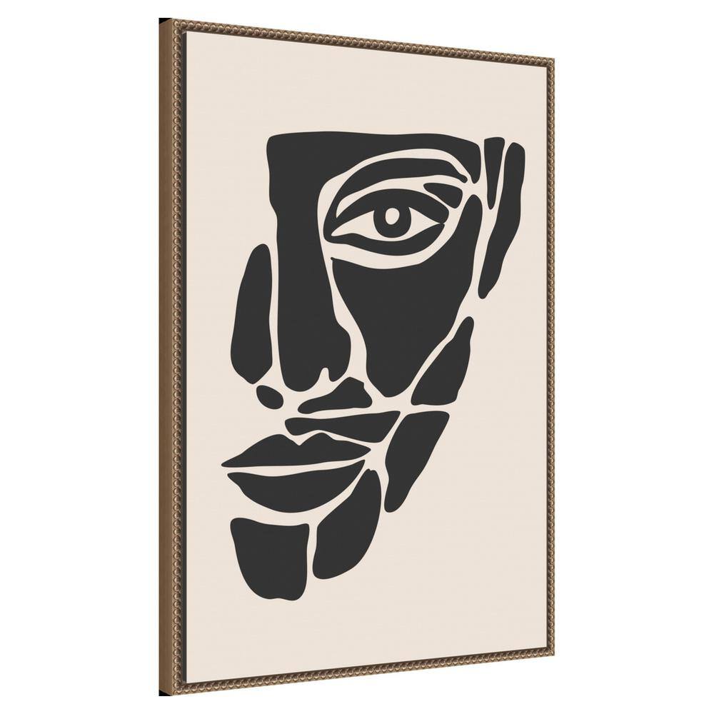 33"x23" Monochrome Abstract Face Beaded Canvas Art