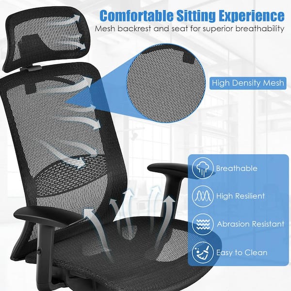 FLEXISPOT Ergonomic Office Chair Height Adjustable Computer Chair Home  Office Desk Chairs with Wheels Adjustable Headrest Armrests Blue