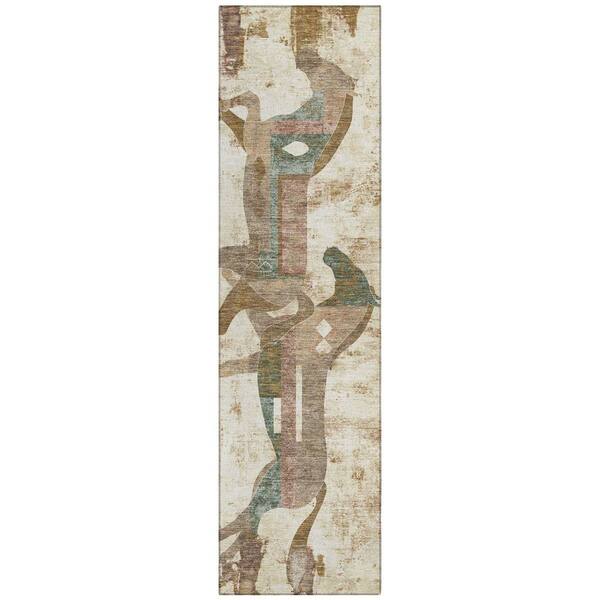 Chantille Machine Washable Indoor/Outdoor Abstract ACN3109 Cream 2 ft. x 7 ft. Runner Rug