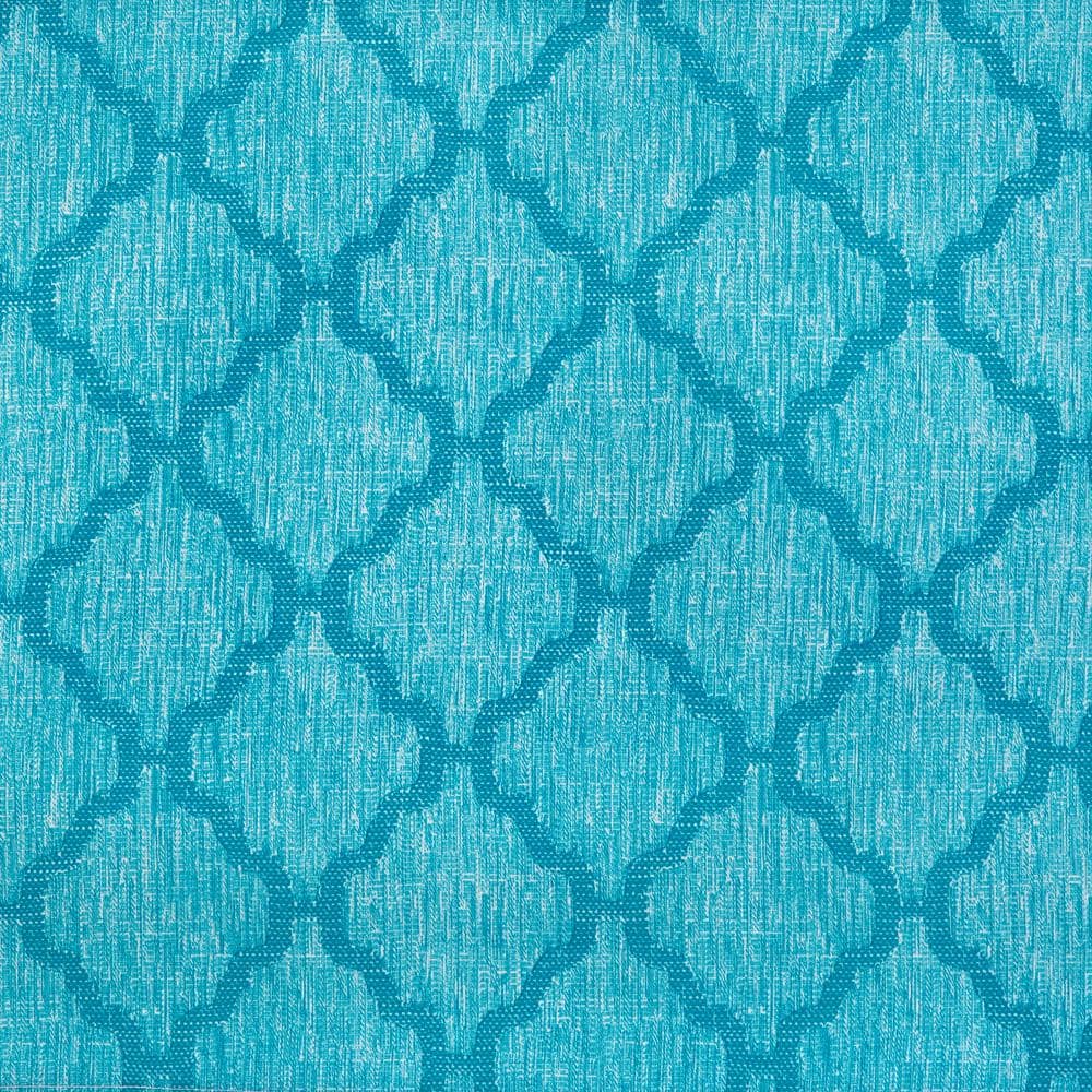 Colby Turquoise Polyester Trellis Kitchen Curtain Set