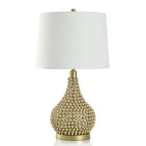 29.5 in. Brass Pineapple Task and Reading Table Lamp for Living Room with White Cotton Shade