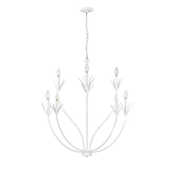 Primrose 40.2 in. 8-Light Textured White Chandelier