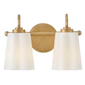 Honey 13.25 in. 2-Light Distressed Brass Vanity Light