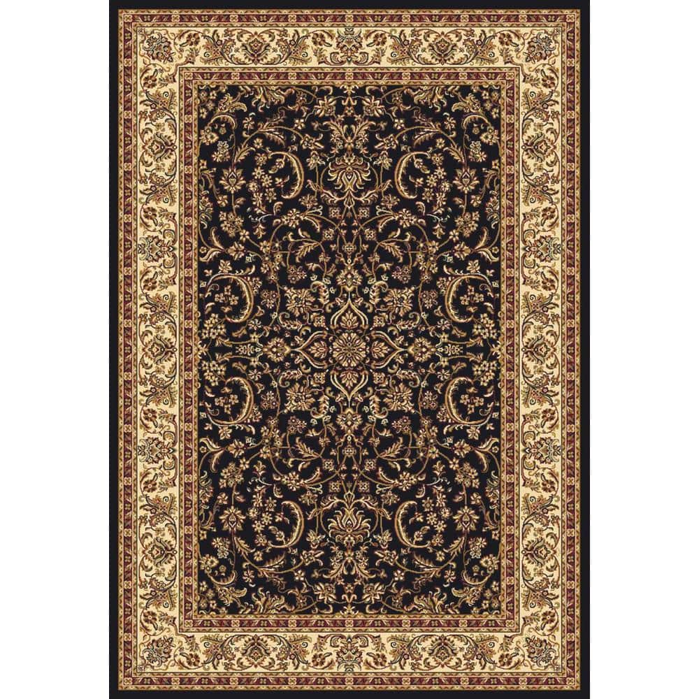 Noble Black 8 ft. x 12 ft. Traditional Floral Oriental Area Rug
