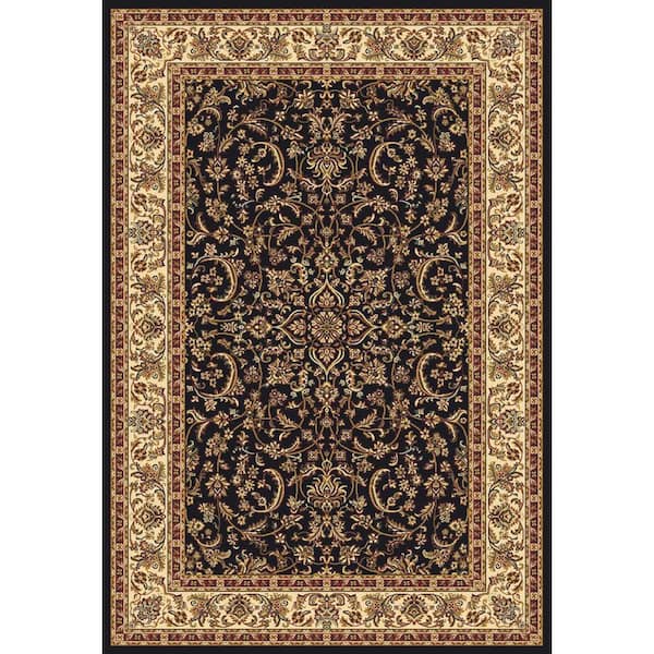 Noble Black 8 ft. x 12 ft. Traditional Floral Oriental Area Rug