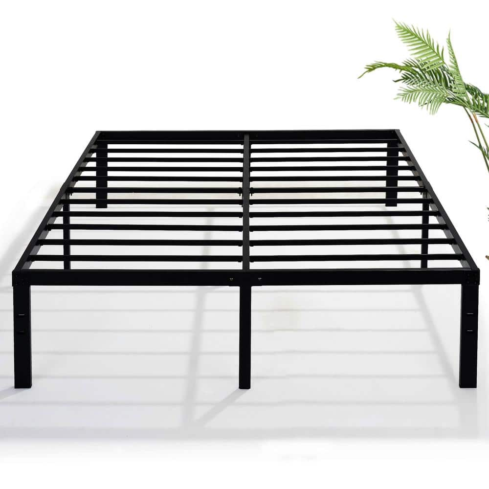 Vecelo Bed Frames Black Metal Frame Full Platform Bed With Steel Slat，no Box Spring Needed 144 