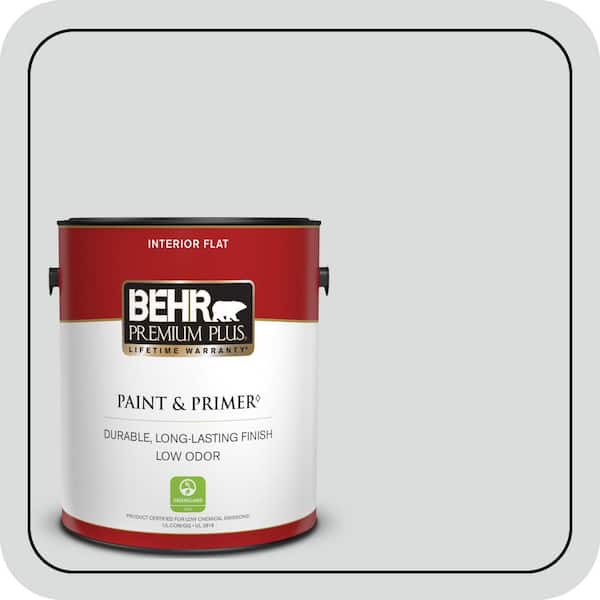 BEHR PREMIUM PLUS 1 gal. #PPL-65 Silver Charm Flat Low Odor Interior Paint & Primer