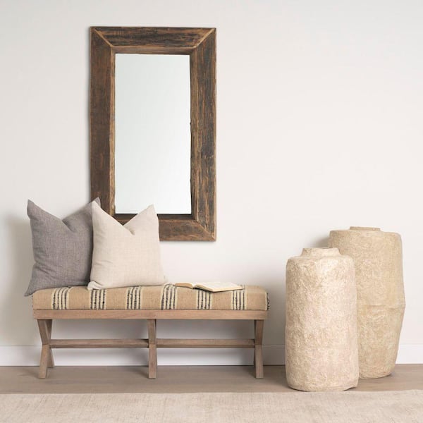 Solis 50 in. Brown Wood With Fabric Seat Bench