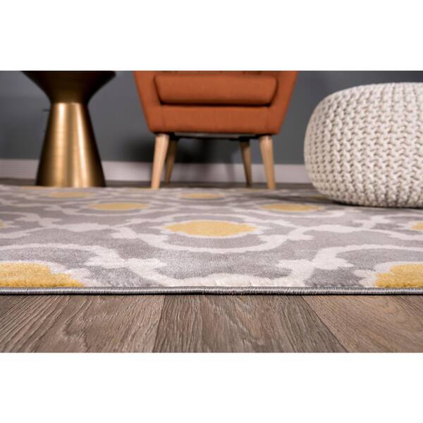World Rug Gallery Contemporary Moroccan, Gray And Yellow Area Rug