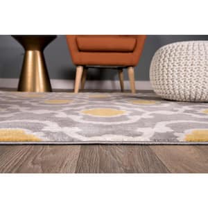 Moroccan Trellis Contemporary Gray/Yellow 24 in. x 120 in. Runner Rug