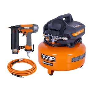 6 Gal. 150 PSI Portable Electric Pancake Air Compressor w/18ga Brad Nailer and Hose