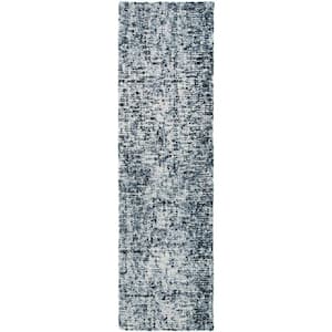 Abstract Black/Ivory 2 ft. x 8 ft. Contemporary Marble Runner Rug