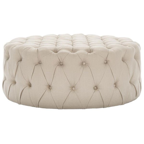 SAFAVIEH Charlene Beige Tufted Ottoman