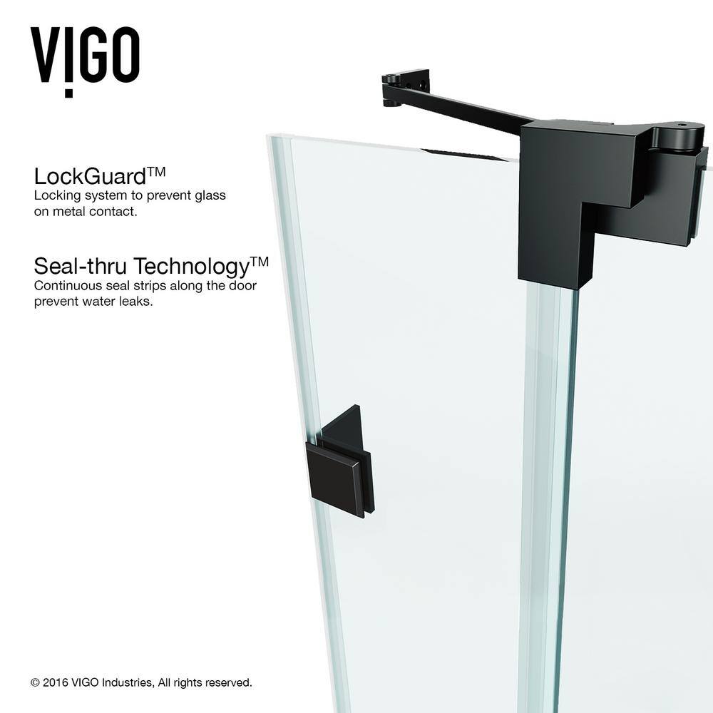 Pirouette 36-48" Adjustable Frameless Pivot Shower Door with Clear Glass