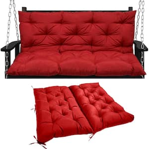 40 x 40 in 2-3 Seater Replacement Outdoor Swing Cushions with Back Support, Waterproof Bench Cushion (Red)