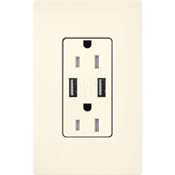 Claro 15 Amp USB Duplex Outlet, Biscuit (SCR-15-UBTR-BI)