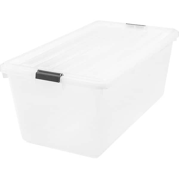 IRIS USA 17 Quart Plastic Storage Bin Tote Organizing Container with  Latching Lid, Stackable and Nestable, Clear, 4 Pack