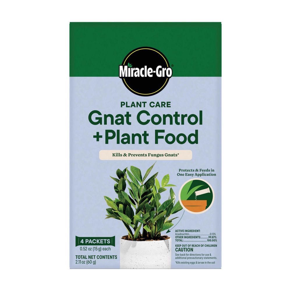 Miracle-Gro Plant Care Gnat Control Plus Plant Food, For Indoor Plants,  Houseplants, Vegetables, and Herbs (4 Packets) 3064304 - The Home Depot