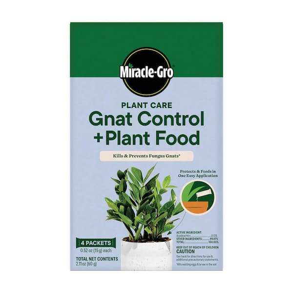 Miracle-Gro Plant Care Gnat Control Plus Plant Food, For Indoor Plants,  Houseplants, Vegetables, and Herbs (4 Packets) 3064304 - The Home Depot
