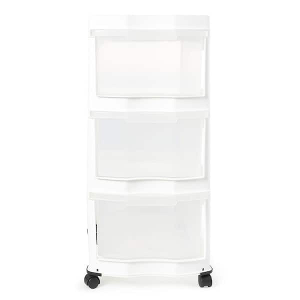 Life Story Classic 3-Shelf Storage Organizer Plastic Drawers, White - 2 pack