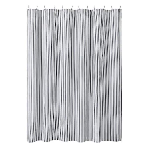 Sawyer Mill Black 72 in Ticking Stripe Shower Curtain