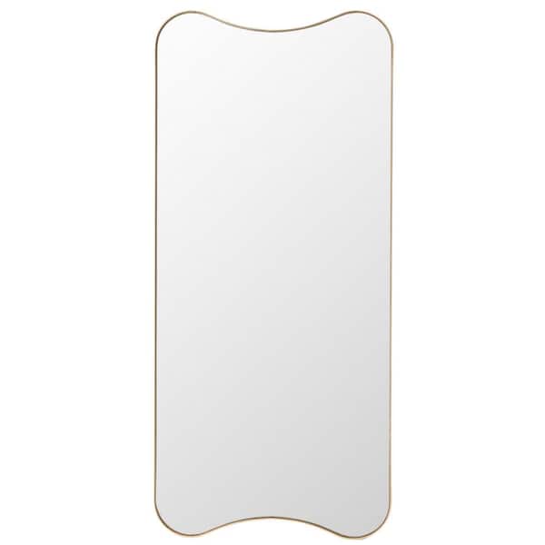 SAFAVIEH Hyla 14 in. W x 31 in. H Glam Iron Frame Rectangle Gold Wall Mirror