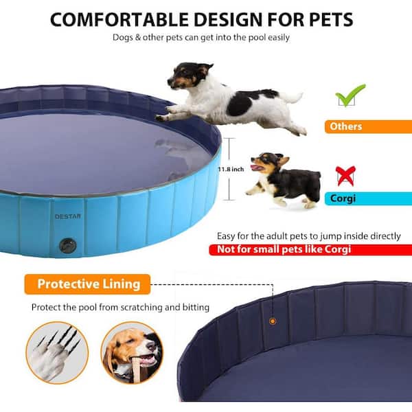 Foldable Kids & Pet Pool — No Inflation Needed, Quick Setup, 52x36 Inch Collapsible Outdoor Water Play