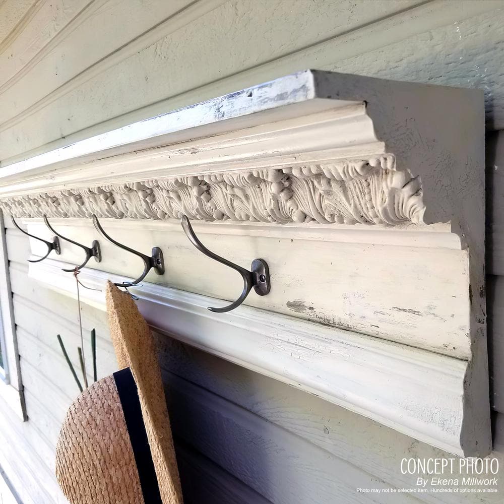 Primed Geometric Polyurethane Crown Moulding Sample, 12" Length