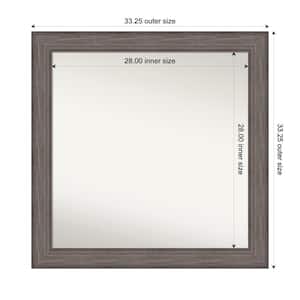 Country Barnwood 33.25 in. x 33.25 in. Custom Non-Beveled Wood Framed Bathroom Vanity Wall Mirror
