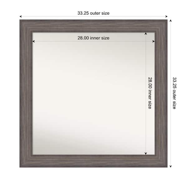 Amanti Art Country Barnwood 33.25 in. x 33.25 in. Custom Non-Beveled Wood Framed Bathroom Vanity Wall Mirror