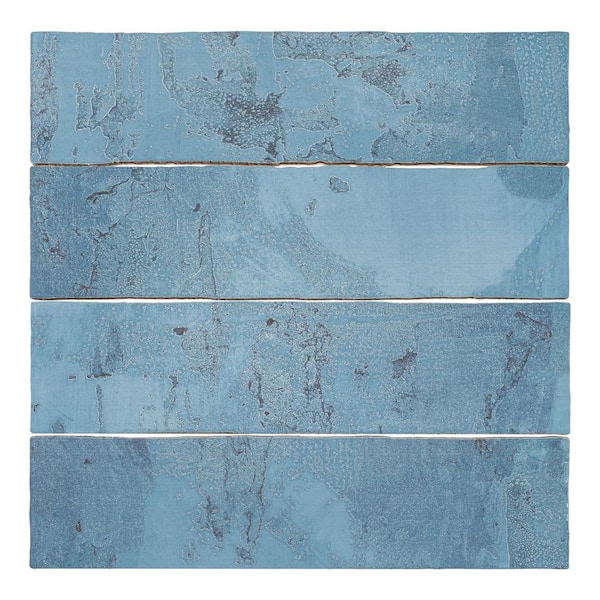 Splash Neptune Blue 3-in. x 12-in. Subway Vintage Look Matte and Glossy Ceramic Wall Tile (4.85 sq. ft./Case)
