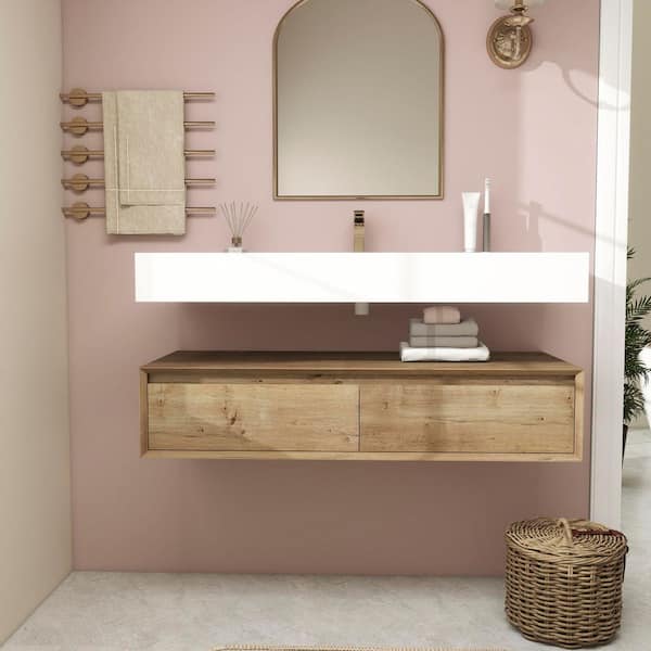 BV Better Vanity Alysa 47 in. W. x 20 in. D x 23 in. H Single Sink Floating Bath Vanity in White Oak with White Acrylic Top