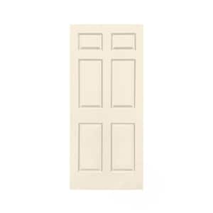 30 in. x 80 in. Beige Stained Composite MDF 6-Panel Interior Door Slab for Pocket Door