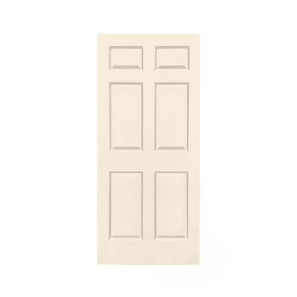 CALHOME 30 in. x 80 in. Beige Stained Composite MDF 6-Panel Interior Door Slab for Pocket Door