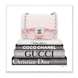 "Pink Quilted Purse on Modern Chic Bookstack" by Amanda Greenwood Unframed Abstract Wood Wall Art Print 12 in. x 12 in.