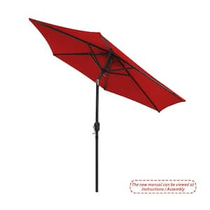 7.5 ft. Outdoor Patio Umbrella with Button Tilt in Red