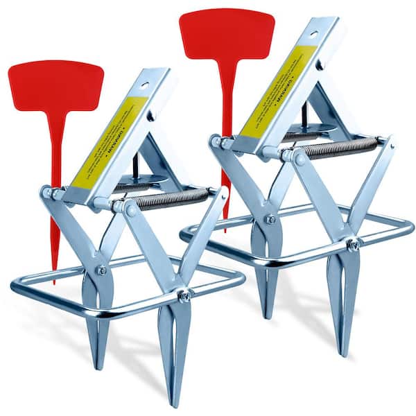2-Piece Easy Setup Reusable Metal Mole Traps for Garden Lawn, Silver