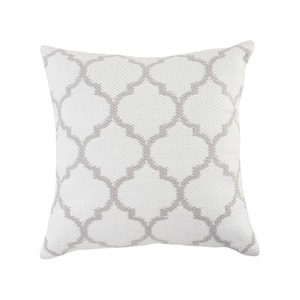 Robin 20 in. x 20 in. White/Gray Geometric Square Outdoor Throw Pillow