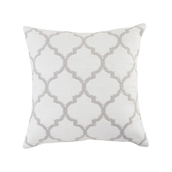 Unbranded Robin 20 in. x 20 in. White/Gray Geometric Square Outdoor Throw Pillow