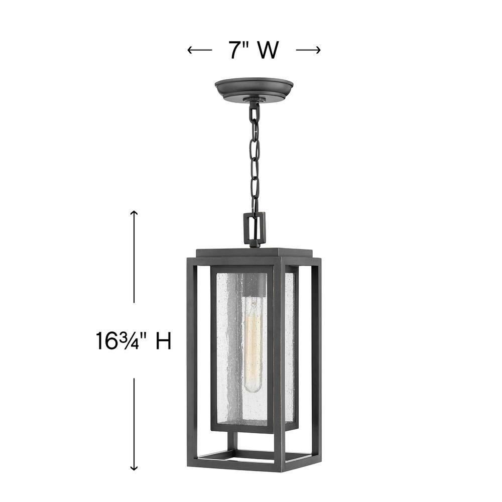 Transitional Oil Rubbed Bronze LED Pendant with Clear Seedy Glass