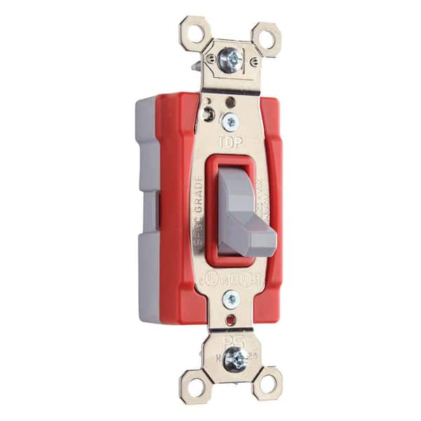 PlugTail 20 Amp 3-Way Industrial Extra-Heavy Duty Toggle Light Switch Gray