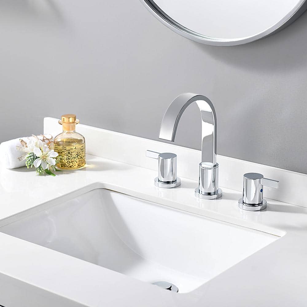 Chrome 8-Inch 2-Handle Widespread Bathroom Faucet